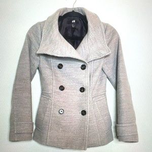 H$M womens grey pea coat wool jacket